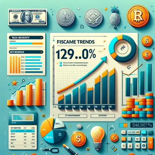 das bild visualisiert auf informative weise die steuertrends in uruguay für oktober 2023. es beinhaltet grafische darstellungen wie diagramme und grafiken, die den anstieg des steueraufkommens zeigen. besonders hervorgehoben wird der anstieg des imesi-einkommens um 19,0%. zusätzliche elemente wie das symbol des uruguayanischen pesos und eine aufsteigende graphenlinie für imesi verdeutlichen die schlüsselpunkte des berichts, einschließlich des gesamtsteueraufkommens, des nettosteuerertrags und der jährlichen veränderungen in verschiedenen steuerkategorien.