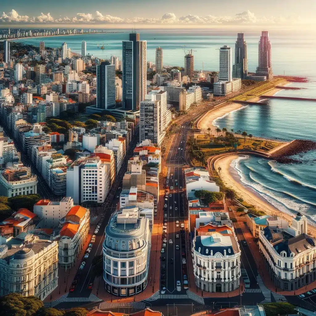 Leitfaden zum Immobilienkauf Luftaufnahme-von-Montevideo-Uruguay-mit-einem-Blick-auf-die-vielfaeltige-Architektur-und-Kuestenlinie-ideal-fuer-Investitionen-in-Immobilien-in-Uruguay