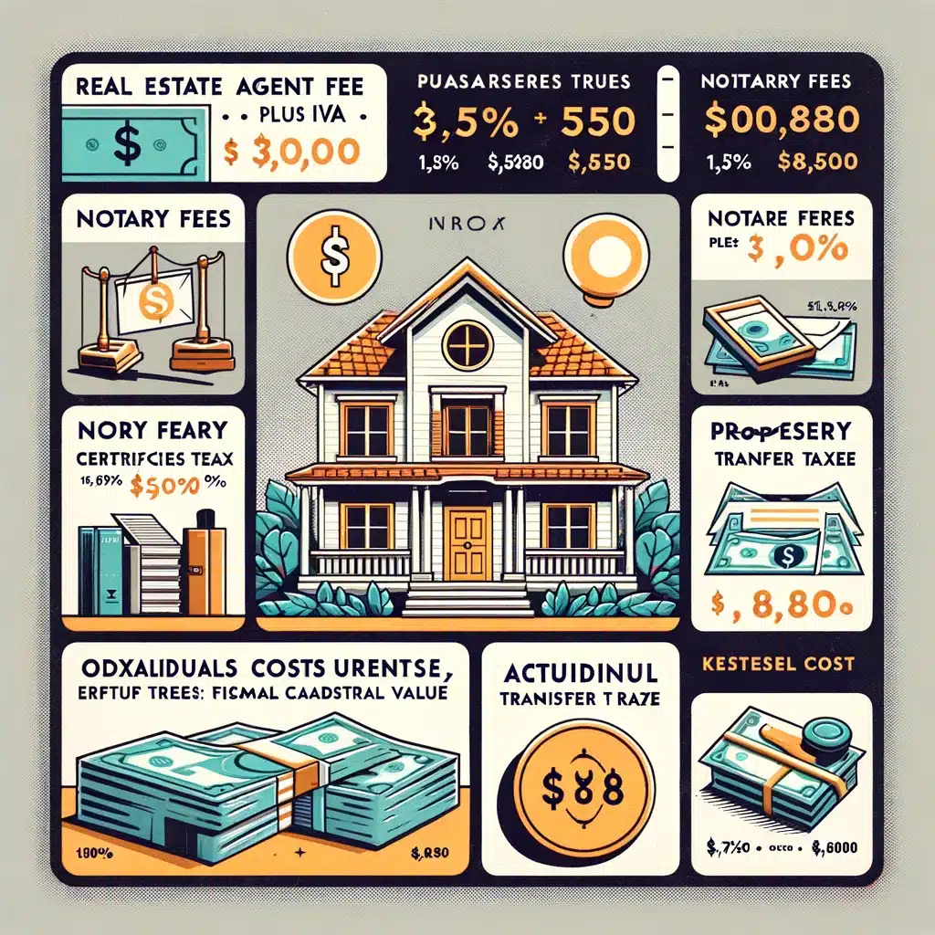 the square-format image has been created, visually presenting the detailed costs of purchasing a property in uruguay based on a hypothetical $100,000 property. this layout is particularly suitable for social media platforms that favor square images.