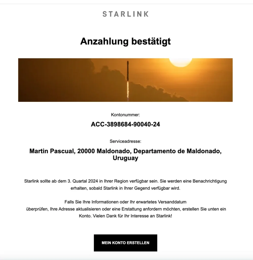 satellitenschüssel von starlink vor dem panorama uruguays, symbolisch für die zukunft der fernarbeit in uruguay.